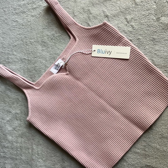 Bluivy Tops - NWT Bluivy Essential Ribbed Knit Sleeveless Tank Top Lavender Blush Dusty Pink